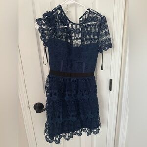 Self Portrait Navy Blue Lace Dress NWT
